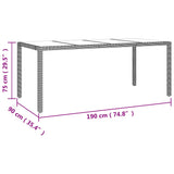 Garden Table with Glass Top Beige Poly Rattan&Tempered Glass 319556