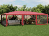 Party Tent with 10 Mesh Sidewalls Red 6x4 m HDPE 4010070