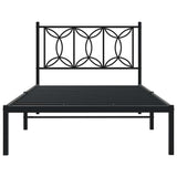 Bed Frame Black Steel Single Rectangular Modern Durable 376124