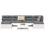 7 Piece Garden Sofa Set White Solid Wood Pine 3250989