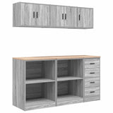 Garage Cabinets 6 pcs Grey Sonoma Engineered Wood 3328355