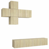 7 Piece TV Cabinet Set Sonoma Oak Engineered Wood 3079022