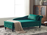 Velvet Chaise Lounge Sofa with Storage, Upholstered Chaise lounge Couch with Pillow for Living Room, N652P201198N