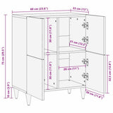 Sideboard with Shelf Black 60 x 33 x 75 cm Solid Mango Wood 4018834
