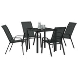 Garden Dining Set 5 pcs Black Powder-coated Steel 3379115