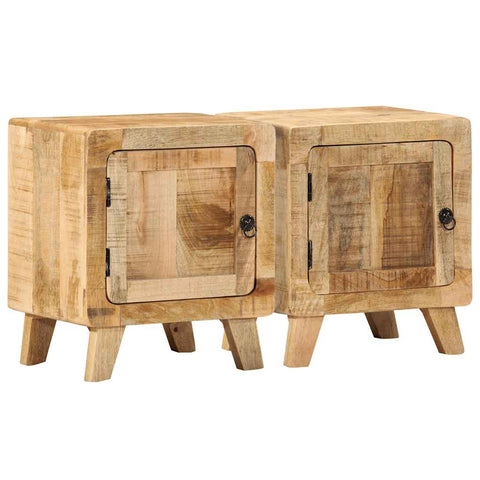 ZNTS Bedside Cabinet 2 pcs 40x32x46 cm Solid Wood Rough Mango 4104508