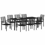 Garden Dining Set 9 pcs Black Powder-Coated Steel 3379169