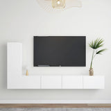 3 Piece TV Cabinet Set White Engineered Wood 3078675