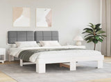 Bed Frame with Upholstered Headboard White and Light grey 877418