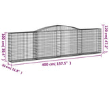 Arched Gabion Baskets 3 pcs 400x30x100/120 cm Galvanised Iron 3146867