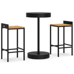 3 Piece Garden Bar Set Black Poly Rattan&Solid Wood Acacia 3187714