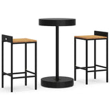 3 Piece Garden Bar Set Black Poly Rattan&Solid Wood Acacia 3187714
