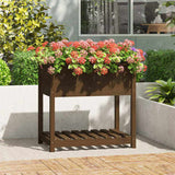 Planter with Shelf Honey Brown 82.5x54x81 cm Solid Wood Pine 823783