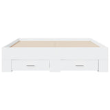 Bed Frame White Engineered wood, Plywood Double Bed Frame 3280391