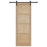 Sliding Door Manual Natural and black 83 x 232 cm 3333284