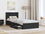 Bed Frame Black and Silver 75 x 190 cm Engineered Wood 3410959