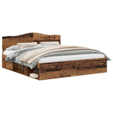 Bed Frame with Headboard Old Wood 200 x 200 cm Solid Pine Wood 3412860