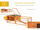 Rabbit Hutch with Run Wooden Guinea Pig Hutch Outdoor Bunny Cage Hide House with Sliding Tray, Hay T3398P350016