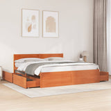 Bed Frame without Mattress Wax Brown 180x200 cm Super King Solid Wood Pine 3282341