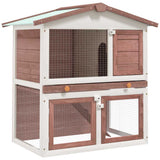 170838 Outdoor Rabbit Hutch 3 Doors Brown Wood