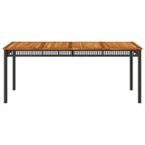 Garden Table Black 180x90x75 cm Poly Rattan Acacia Wood 366279