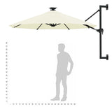 Wall-mounted Garden Parasol with LEDs 300 cm Sand 312522