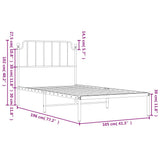 Metal Bed Frame without Mattress with Headboard White 100x190cm 373930