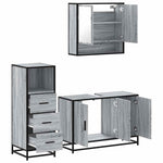 ZNTS 3 Piece Bathroom Furniture Set Grey Sonoma Engineered Wood 3301043