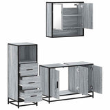 ZNTS 3 Piece Bathroom Furniture Set Grey Sonoma Engineered Wood 3301043