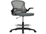 Draughtsman Chair with Flip-up Armrests, Mesh Standing Desk Chair with Lumbar Support and Adjustable T3398P377457