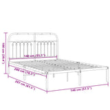 Metal Bed Frame without Mattress with Headboard Black 140x200cm 376601