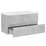 Sink Cabinet with Built-in Basin Concrete Grey Engineered Wood 3071562