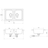 Kitchen Sink Black 76 x 48 x 30 cm Granite 147081