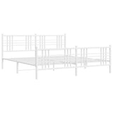 Metal Bed Frame without Mattress with Footboard White 193x203cm 376397