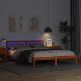 Bed Frame with Headboard Wax Brown 150 x 200 cm Solid Pine Wood 872817