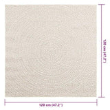 ZNTS Rug ZIZUR Cream 120x120 cm Jute Look Indoor and Outdoor 4010376