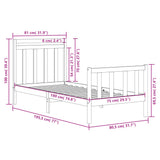 Bed Frame without Mattress Black 75x190 cm Small Single Solid Wood 3105344
