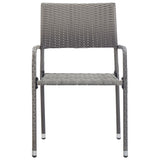 ZNTS Garden Dining Chairs 6 pcs Stackable Grey Poly Rattan 318703