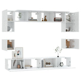 8 Piece TV Cabinet Set White Engineered Wood 3114414