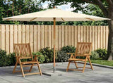 Garden Parasol 300 x 248 cm Solid Eucalyptus Wood Cream White 42041406