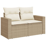 ZNTS 10 Piece Garden Sofa Set with Cushions Beige Poly Rattan 3228898