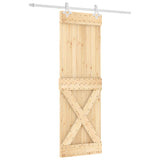 Sliding Door Natural and White 70 x 210 cm Solid Pine Wood 3445091