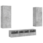 5 Piece TV Wall Units Concrete Grey Engineered Wood 3216542