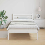 Bed Frame White 225.5 x 95.5 x 69.5 cm Solid Pine Wood 869777