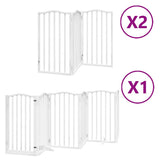 Dog Gate with Door Foldable 12 Panels White 600 cm Poplar Wood 3155595