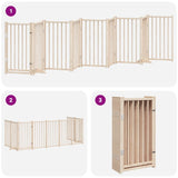 Dog Gate with Door Foldable 9 Panels 450 cm Poplar Wood 3155700