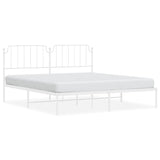 Metal Bed Frame without Mattress with Headboard White 180x200cm 373940