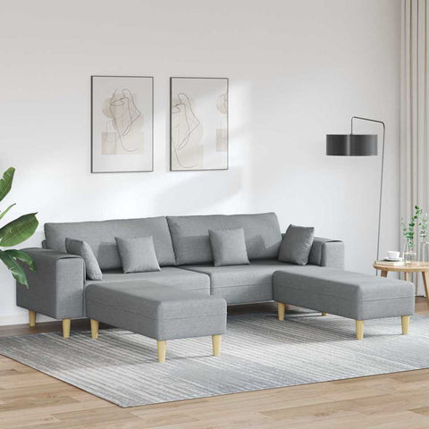 Fabric Sofa with Cushion 3 pcs Light Grey 208 cm Fabric 3335162