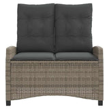 Reclining Garden Bench with Cushions Grey Poly Rattan 368228