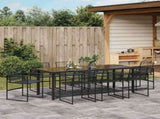 Garden Dining Set 9 pcs Black Poly Rattan 3379329